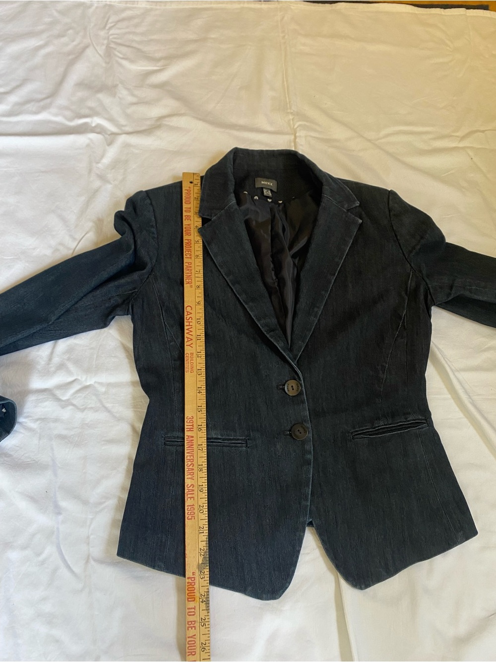 Mexx Y2K Dark Denim Fitted Blazer 40 elevated Grunge Western Cowgirl Corpcore - Picture 14 of 16